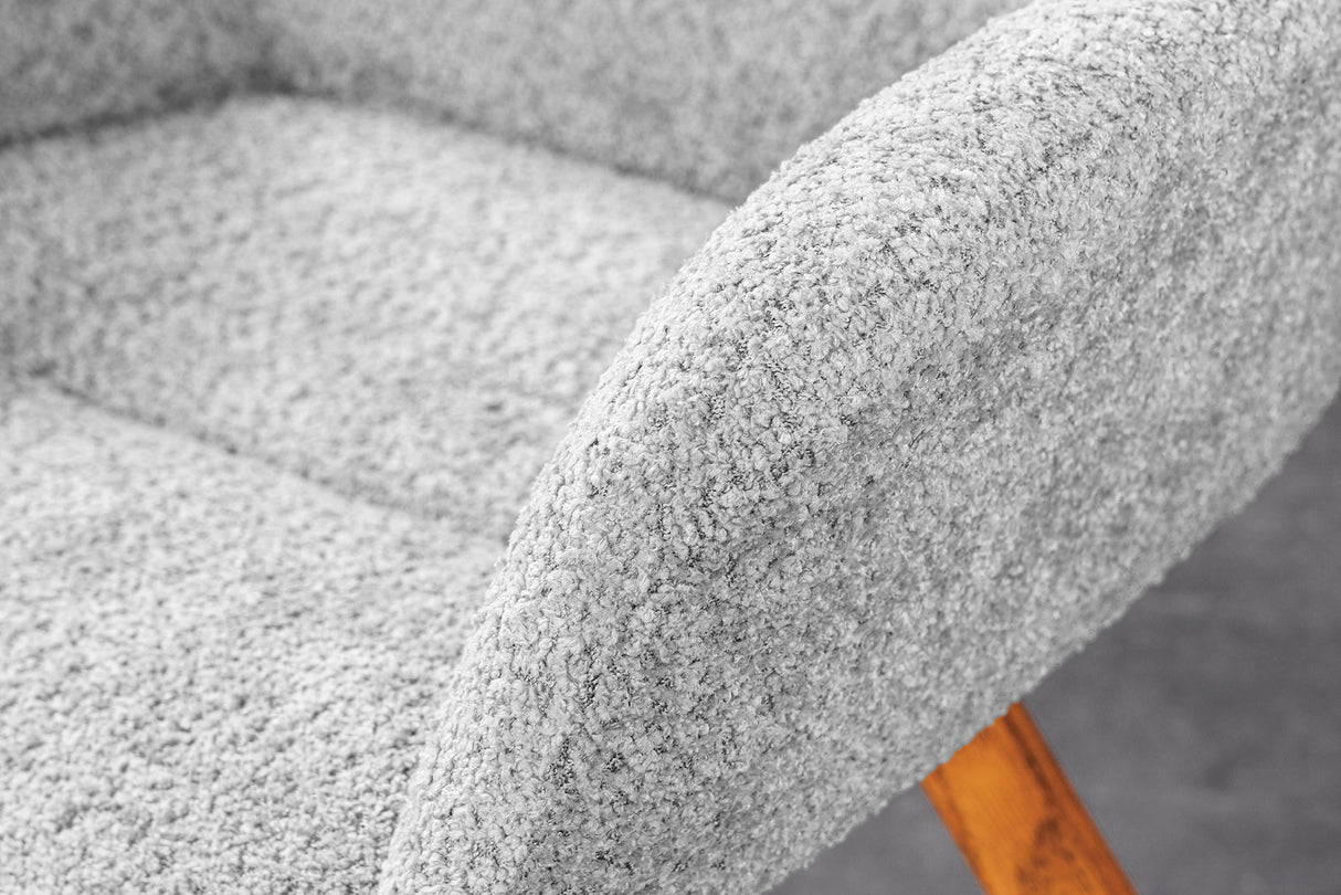 Swivel chair BALTIC rotatable 360° w/ armrests bouclé grey natural