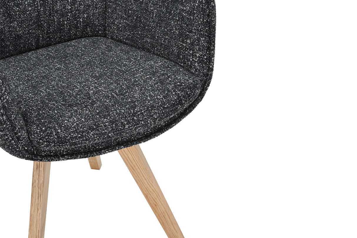 Drehstuhl VOGUE 360° mit Armlehnen Strukturstoff anthrazit mit Eichengestell natur