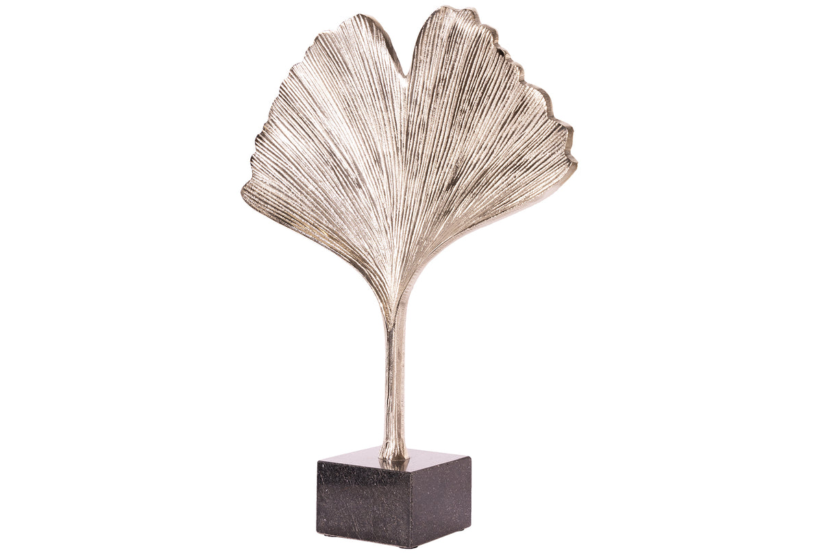 Deration Skulptur GINKGOBLATT 44cm silber