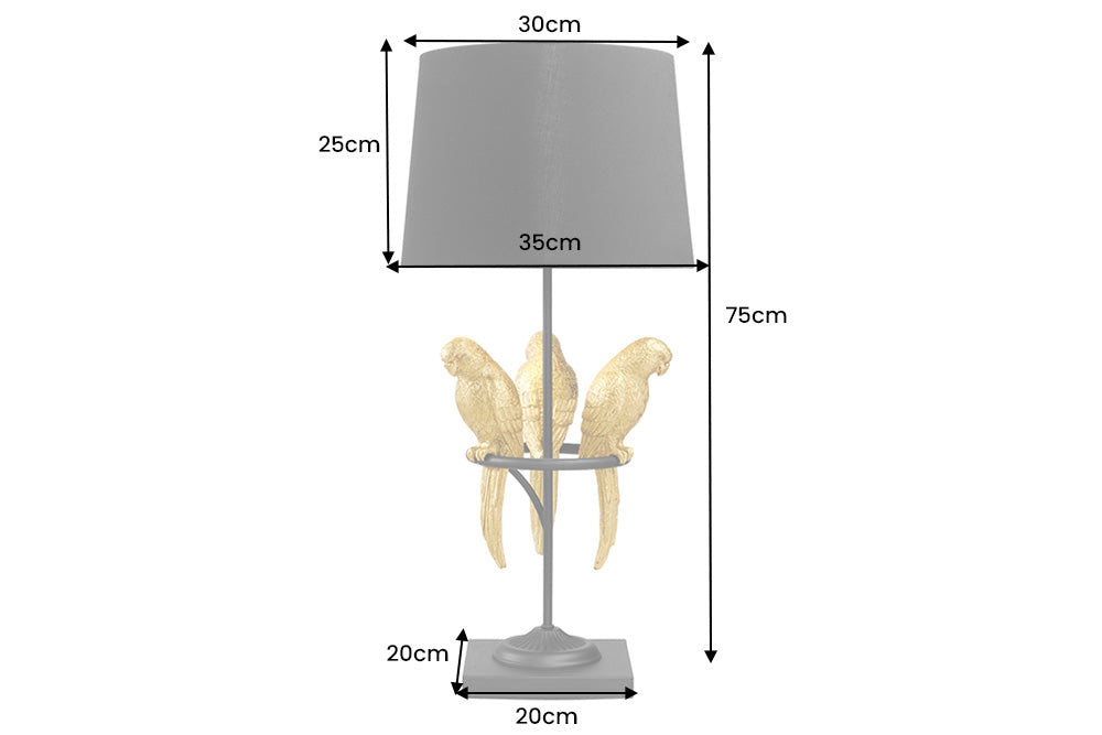 Table lamp WILDLIFE 75cm golden parrots polyresin