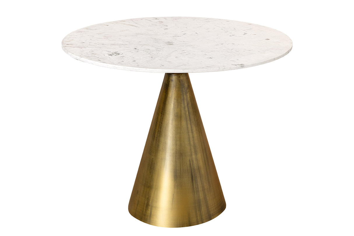 Dining table ELEGANCIA Ø 100cm iron base copper and marble top white