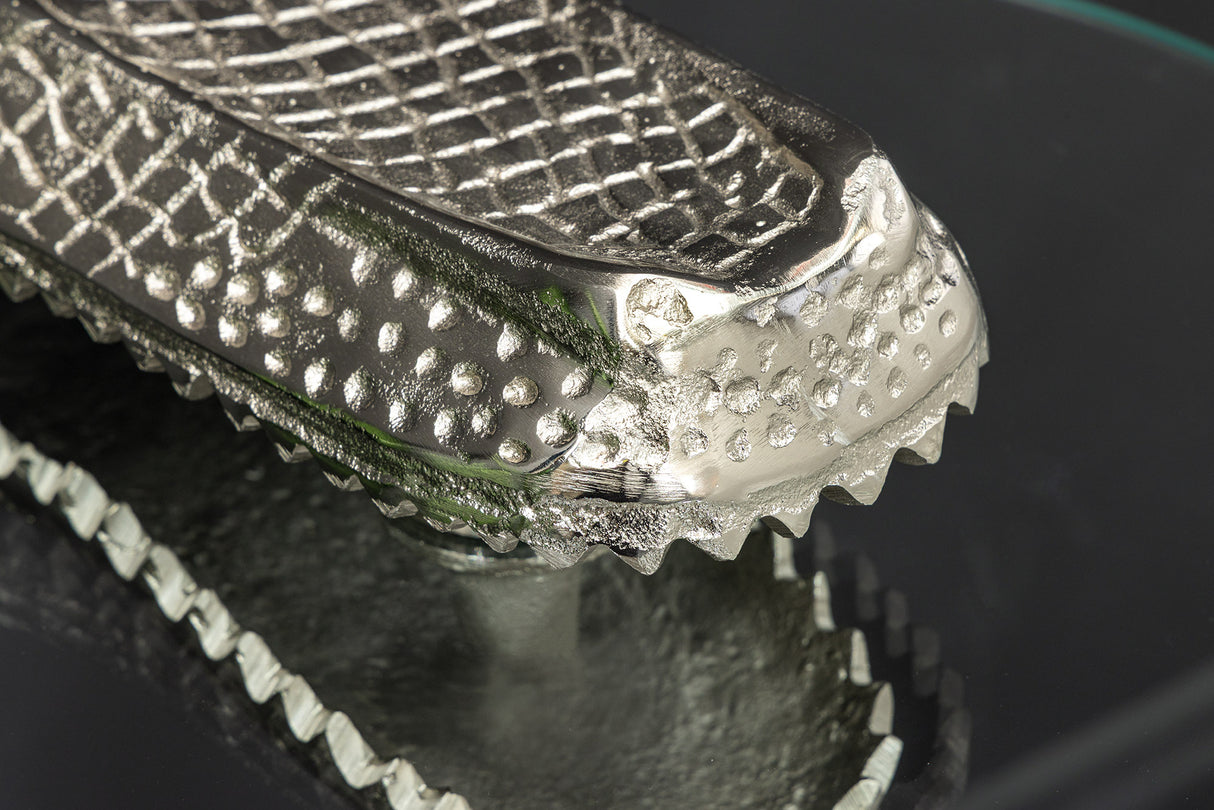 Beistelltisch WILDLIFE CROCODILE 60cm Hänge-Couchtisch Hartglas silber