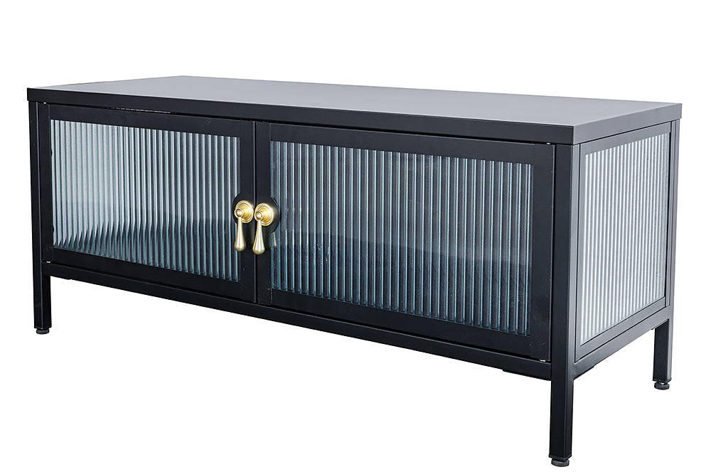 Display cabinet AMSTERDAM 90cm ribbed glass black