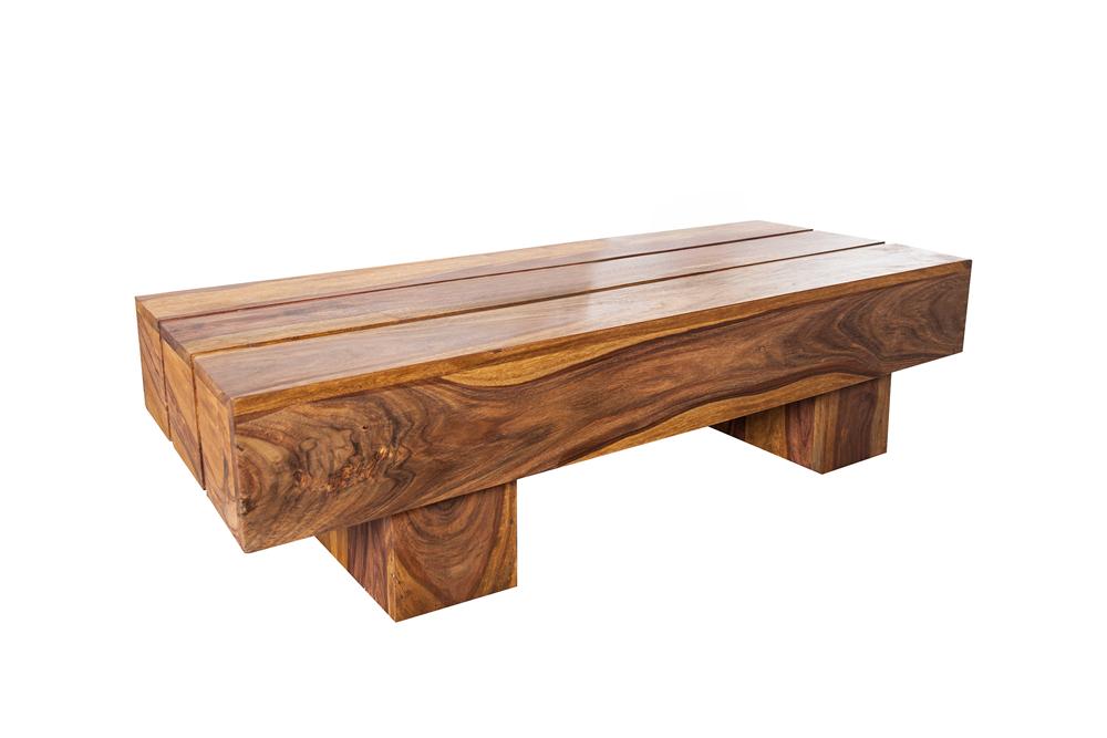 Coffee table BOLT 100cm sheesham wood brown stone finish