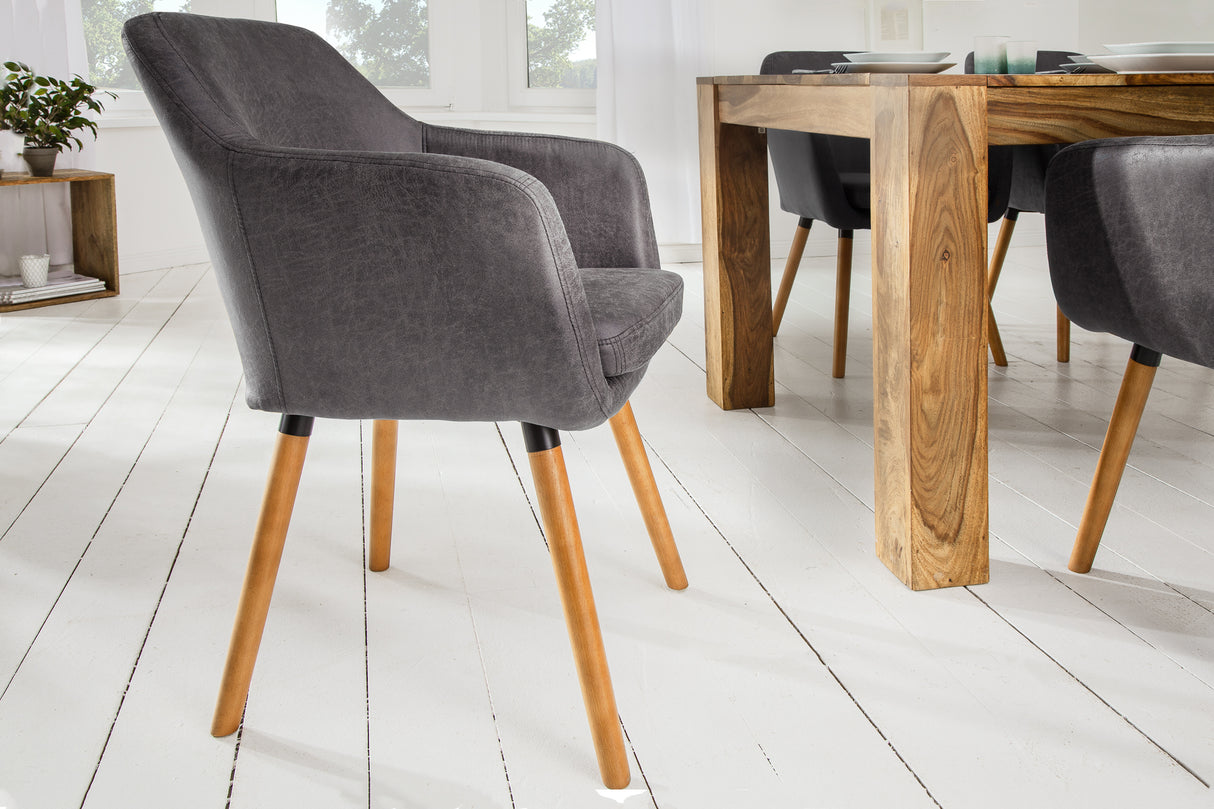 Chair SUPREME with armrests microfibre vintage grey
