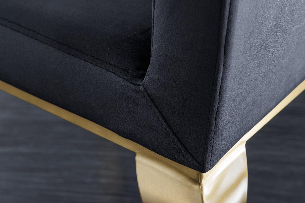 Stuhl MODERN BAROCK Samt schwarz goldene Beine im Barockstil