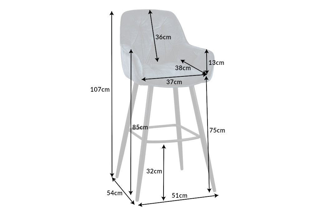 Bar stool MILANO 75cm velvet teal