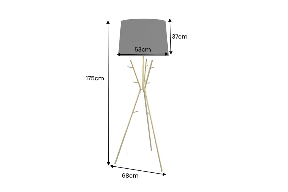 Floor lamp WARDROBE 175cm golden wordrobe w/ black fabric shade