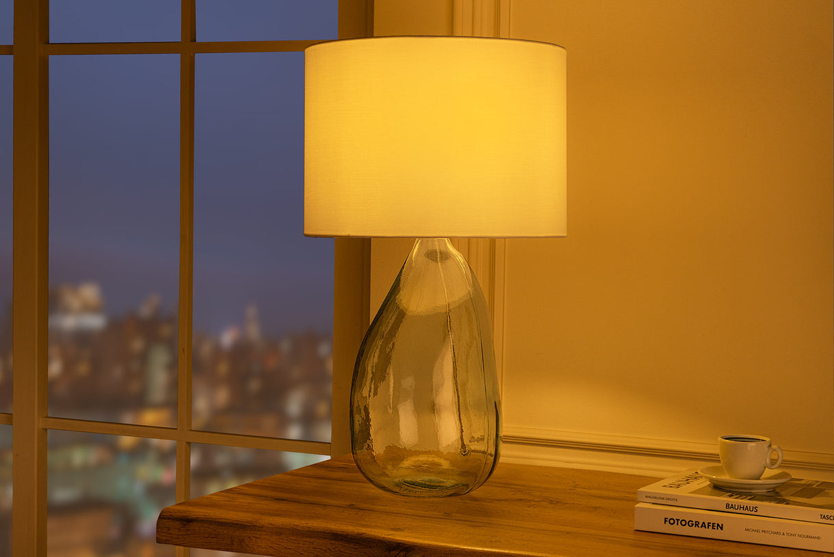 Tischleuchte CLASSIC 60cm weißer Lampenschirm Recyclingglas