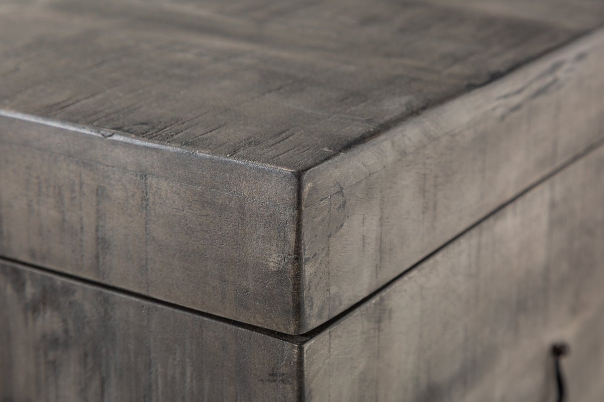 Sitzbank Truhe FACTORY LOFT 115cm Akazienholz grau