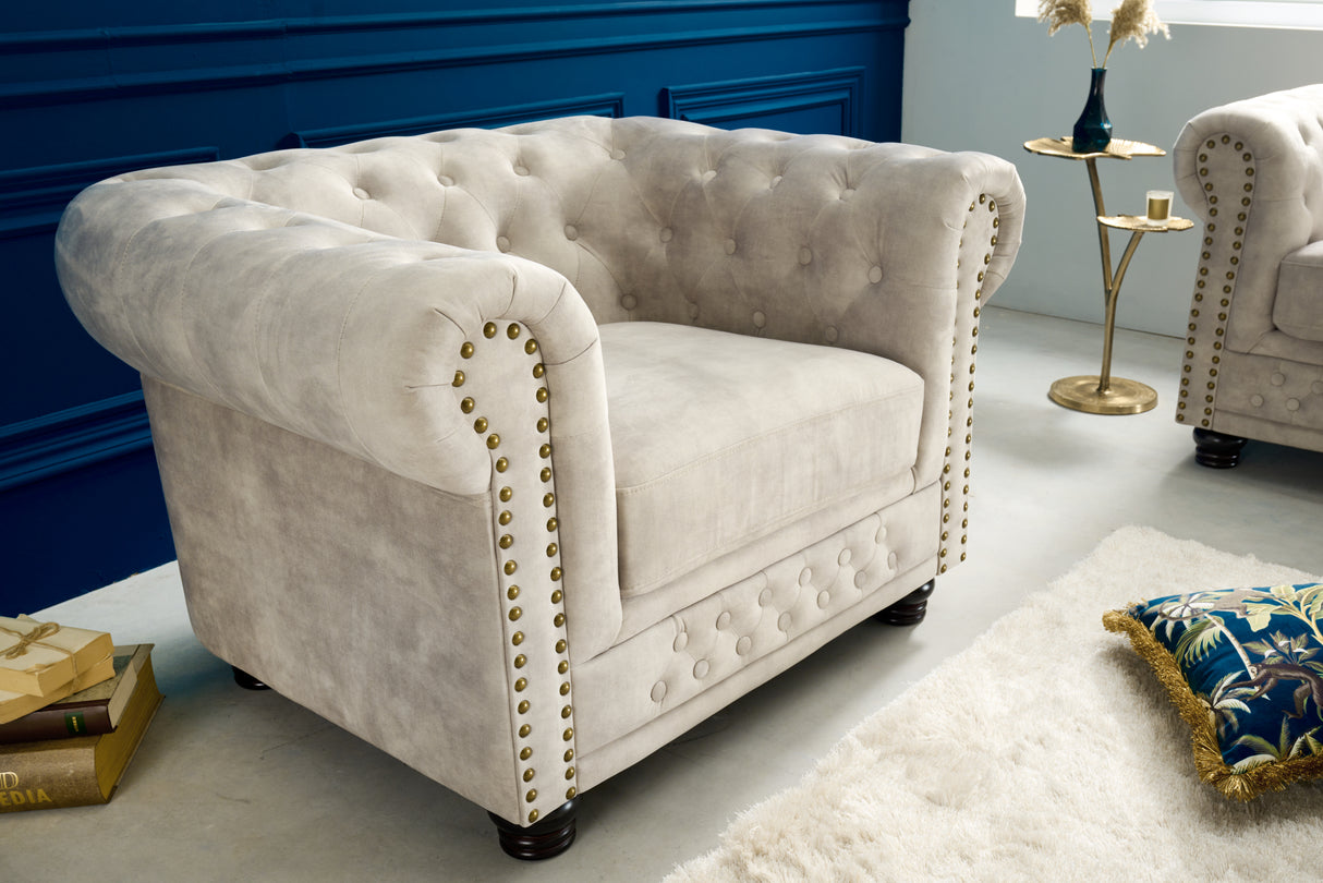 Armchair CHESTERFIELD velvet champagne
