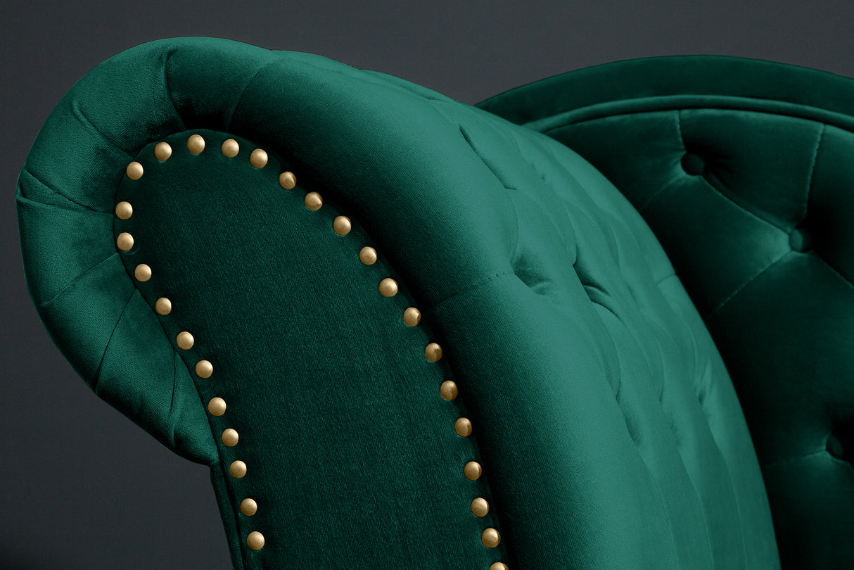Recamiere CHESTERFIELD 170cm velvet emerald green in baroque style
