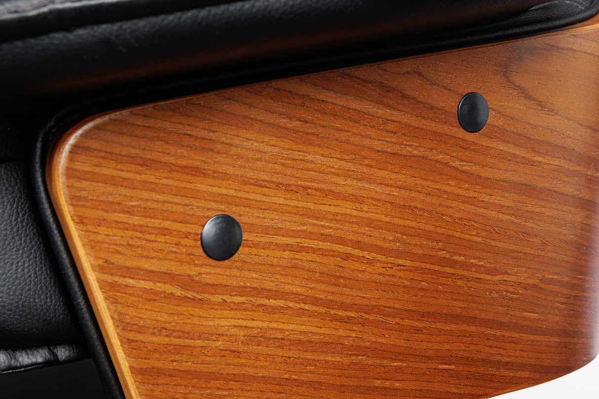 Office chair MANHATTAN 44-54cm rotatable artificial leather black and walnut wood