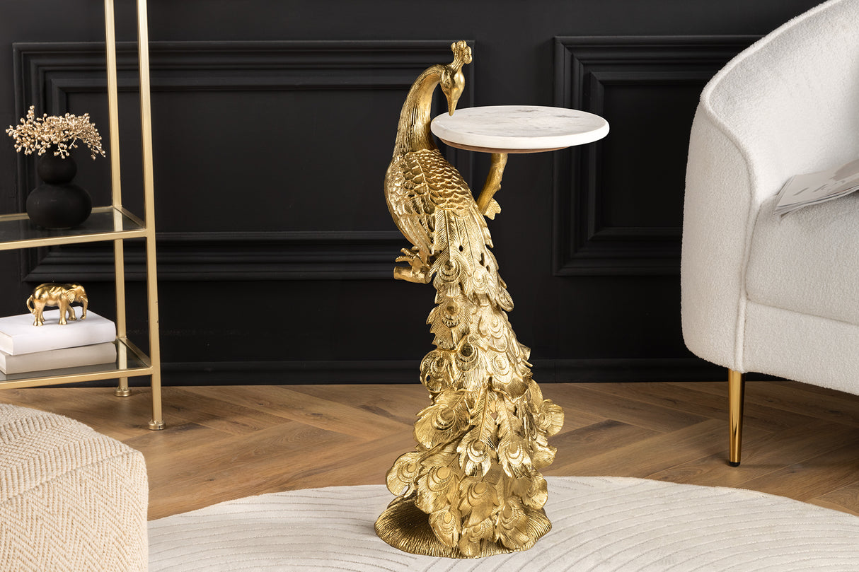 Side table WILDLIFE PEACOCK 75cm gold