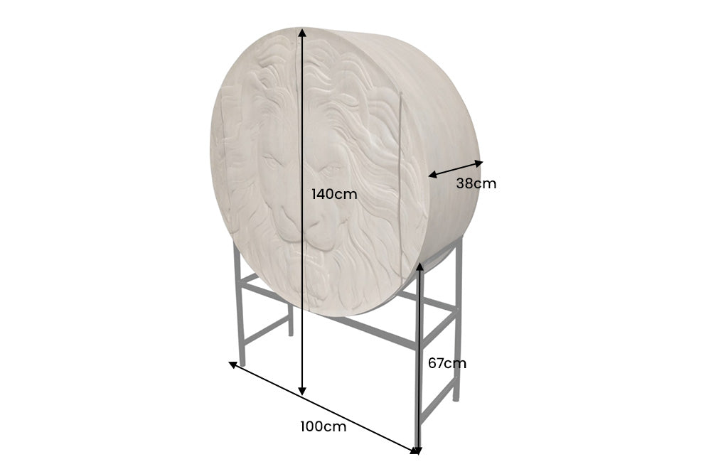 Highboard LION 140cm 3D mango wood black golden frame