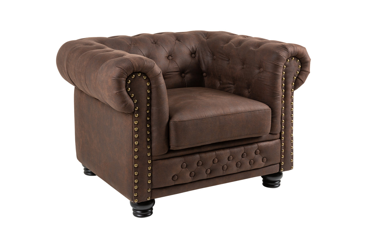 Armchair CHESTERFIELD microfibre vintage brown
