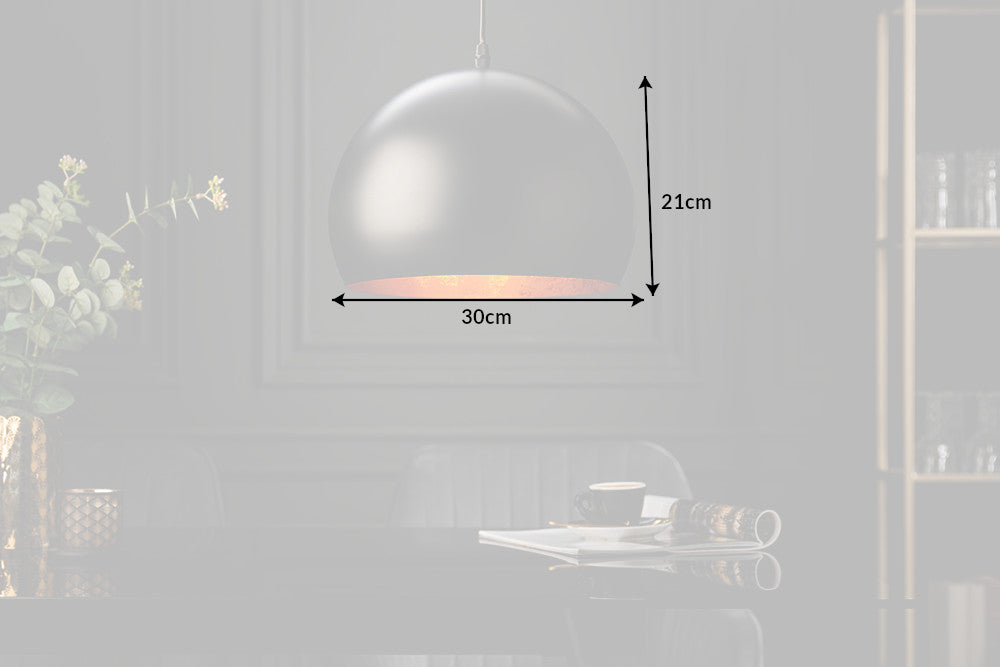 Pendant lamp GLOW black with leaf gold look inside