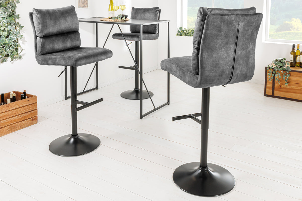 Bar stool COMFORT 64-85cm velvet dark grey