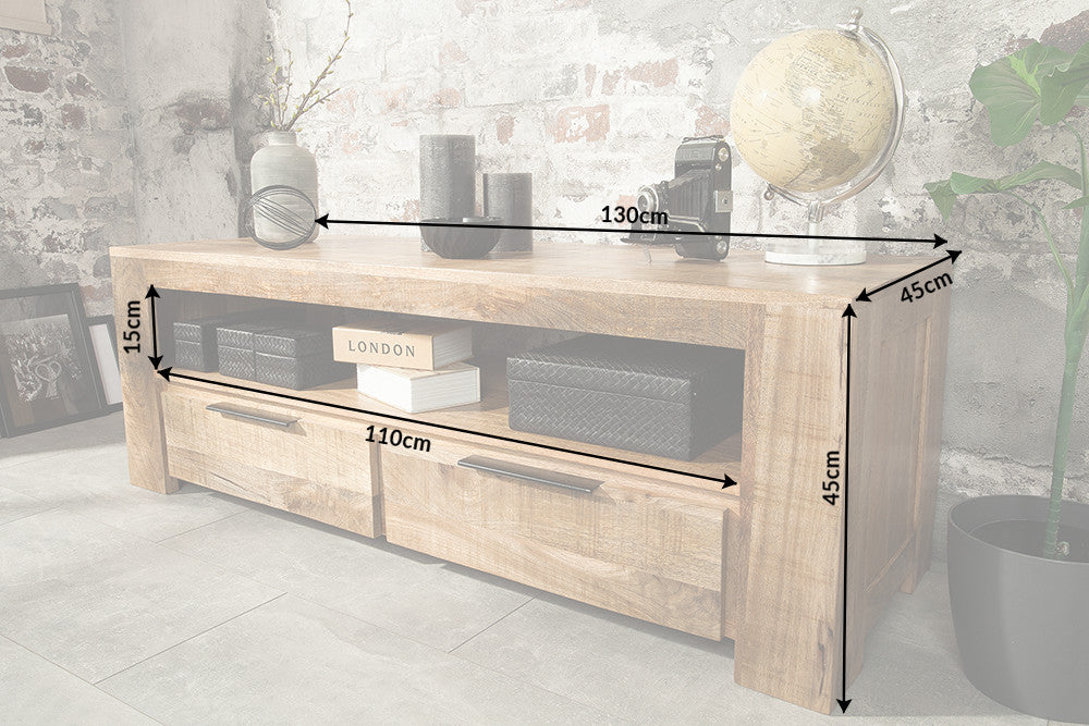 TV-Board IRON CRAFT 130cm Mango Natur Industrial Style