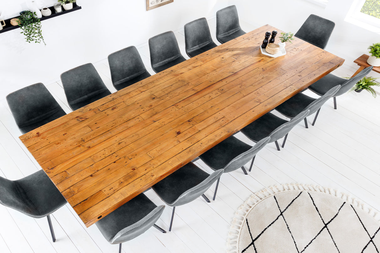 Dining table THOR 300cm X-legs pinewood vintage brown