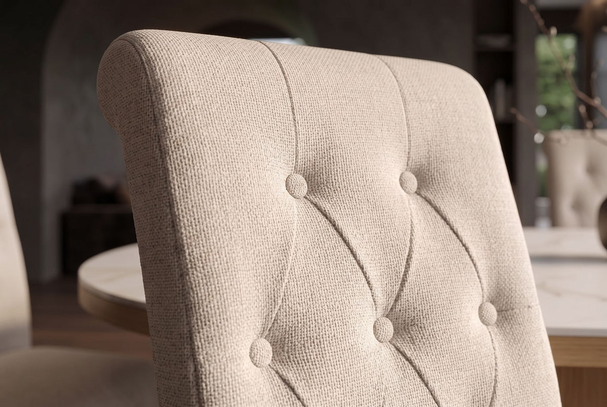 Chair CASA w/ neck roll textured fabric beige