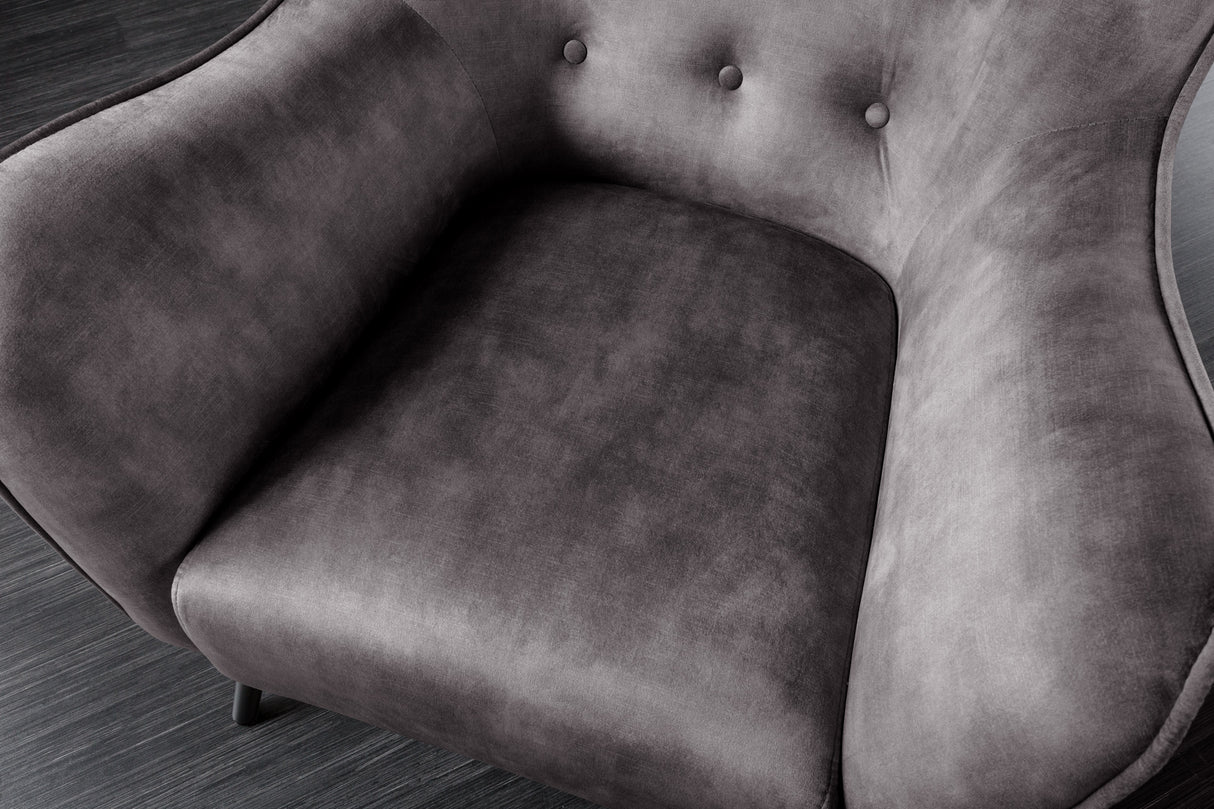 Wing chair AMSTERDAM velvet grey