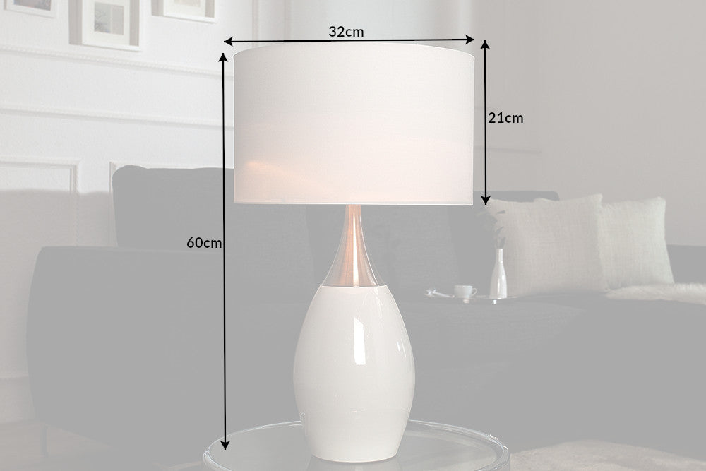 Tischleuchte CARLA 60cm Leinenschirm weiß