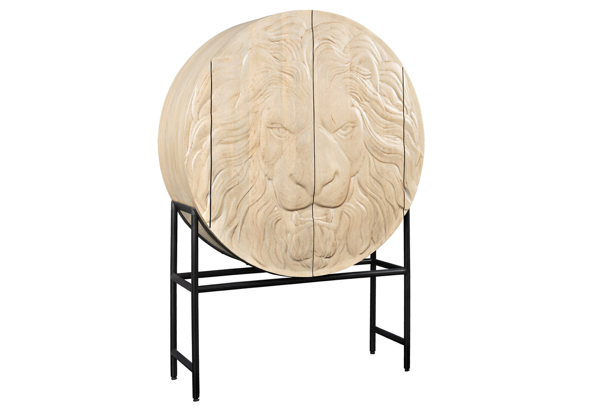 Highboard LION 140cm 3D mango wood white frame black