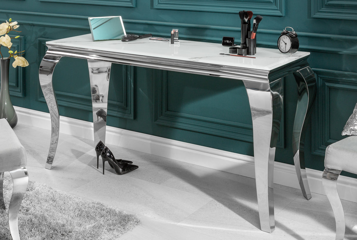 Console MODERN BAROCK 145cm marble look tempered glass