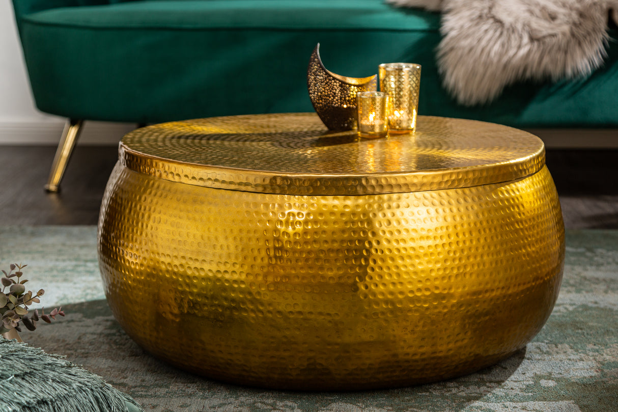 Couchtisch ORGANIC ORIENT 70cm mit Hammerschlageffekt gold
