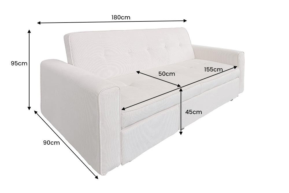 Sofa bed SMART 180cm 2-seater cord beige