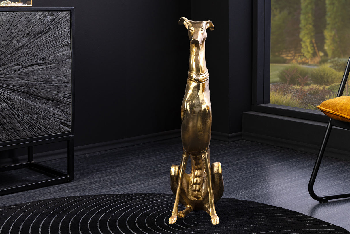 Skulptur WINDHUND 70cm Aluminium gold
