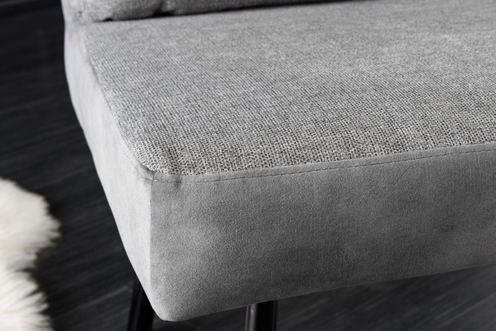 Bench BIG GEORGE 160cm flat woven fabric spring core velvet grey