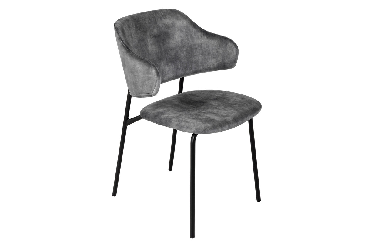 Chair TRACY velvet grey black legs
