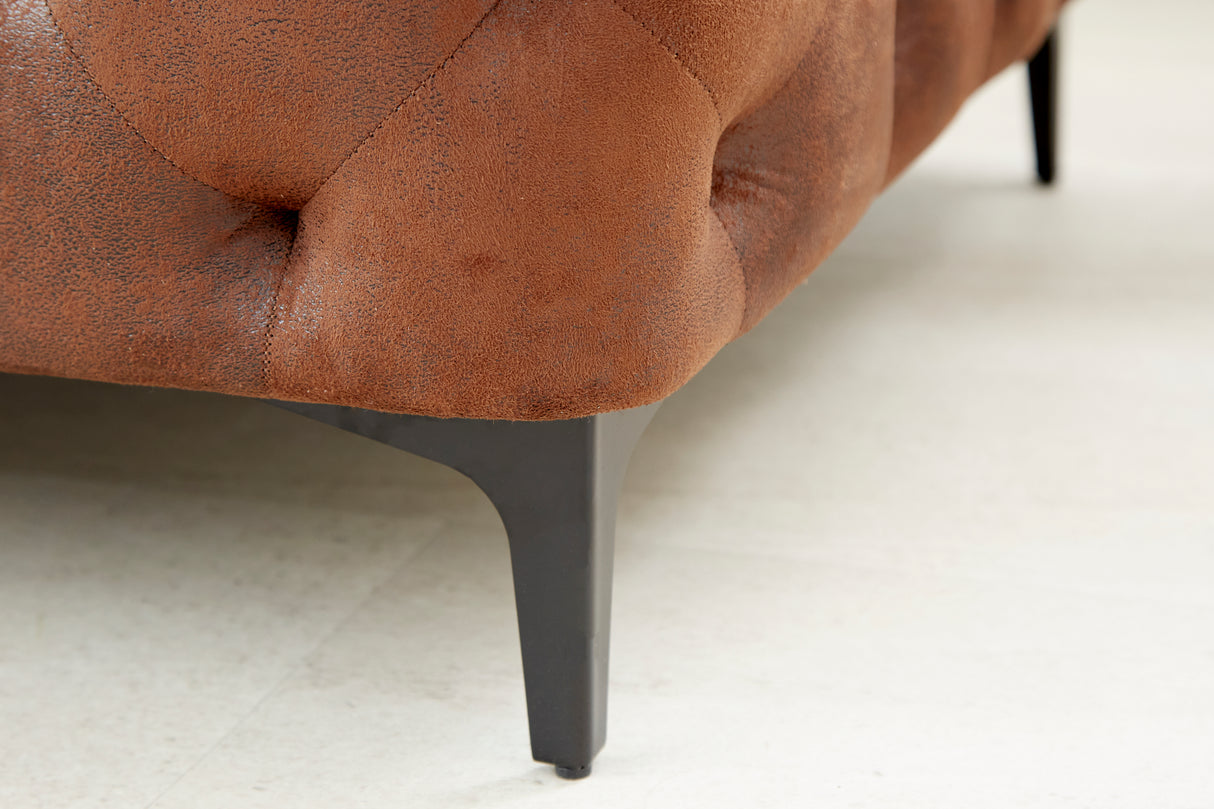 Sofa MODERN BAROCK 240cm 3-seater microfibre antique brown in chesterfield style