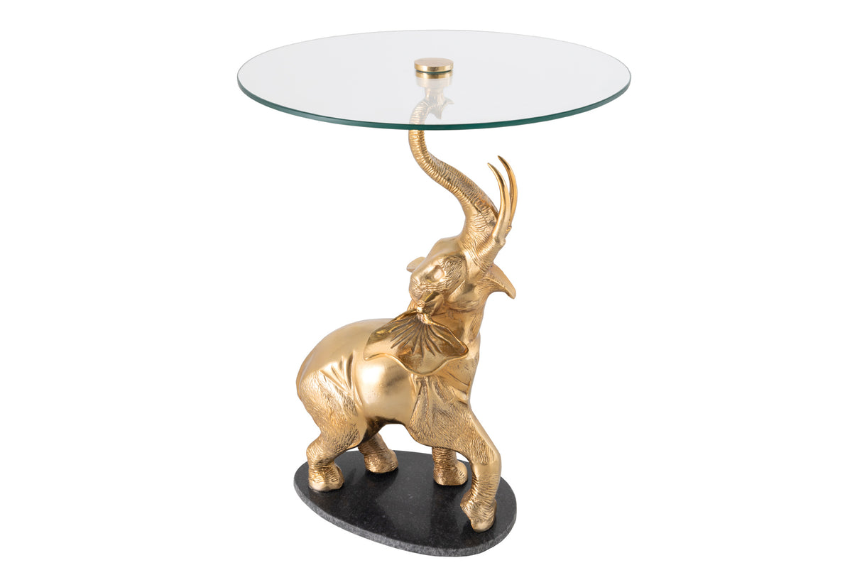 Beistelltisch ELEPHANT 80cm gold mit Marmorsockel