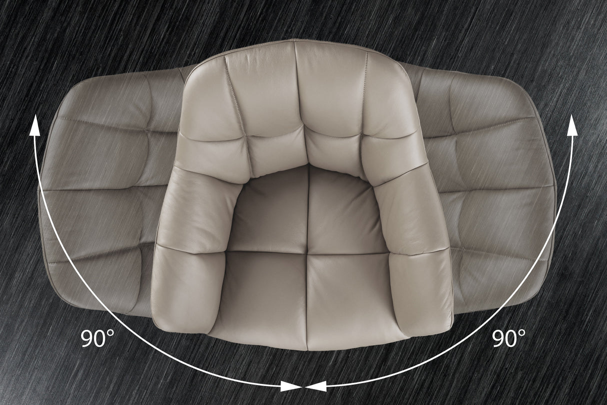 Swivel chair PAPILLON rotatable 180° w/ armrests leather taupe