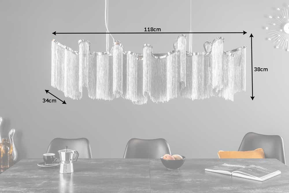 Pendelleuchte ELEGANCE 118cm Metall silber
