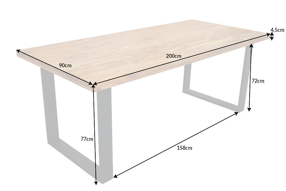 Dining table IRON CRAFT 200cm U-legs sheesham wood