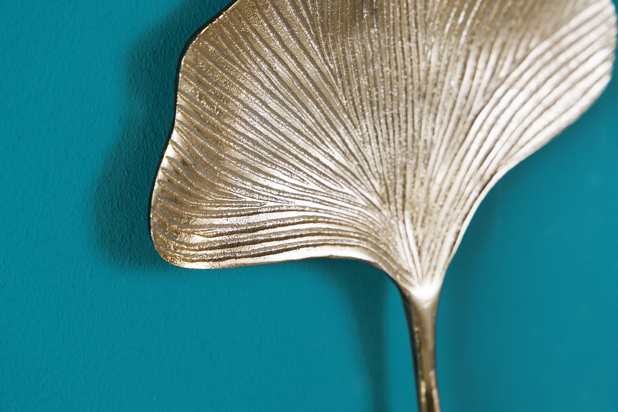Wall decoration coat hook GINKGO set of 3 gold