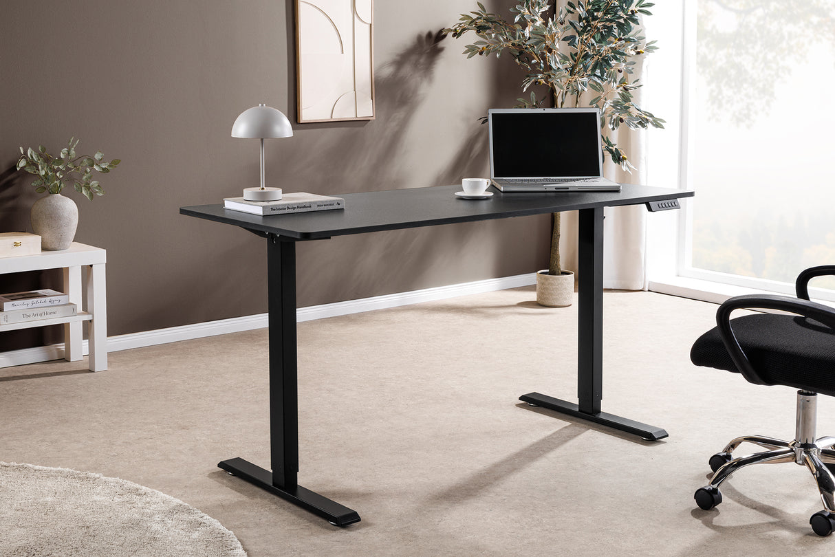 Office desk BLACK DESK 140cm height adjustable anthracite w/ black frame