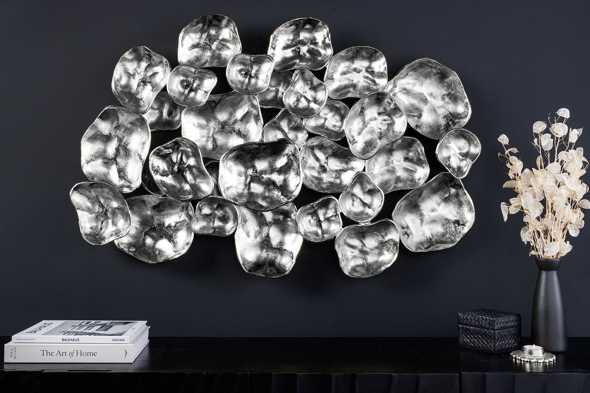 Wanddeko VARIATION 100cm silber handgefertigt