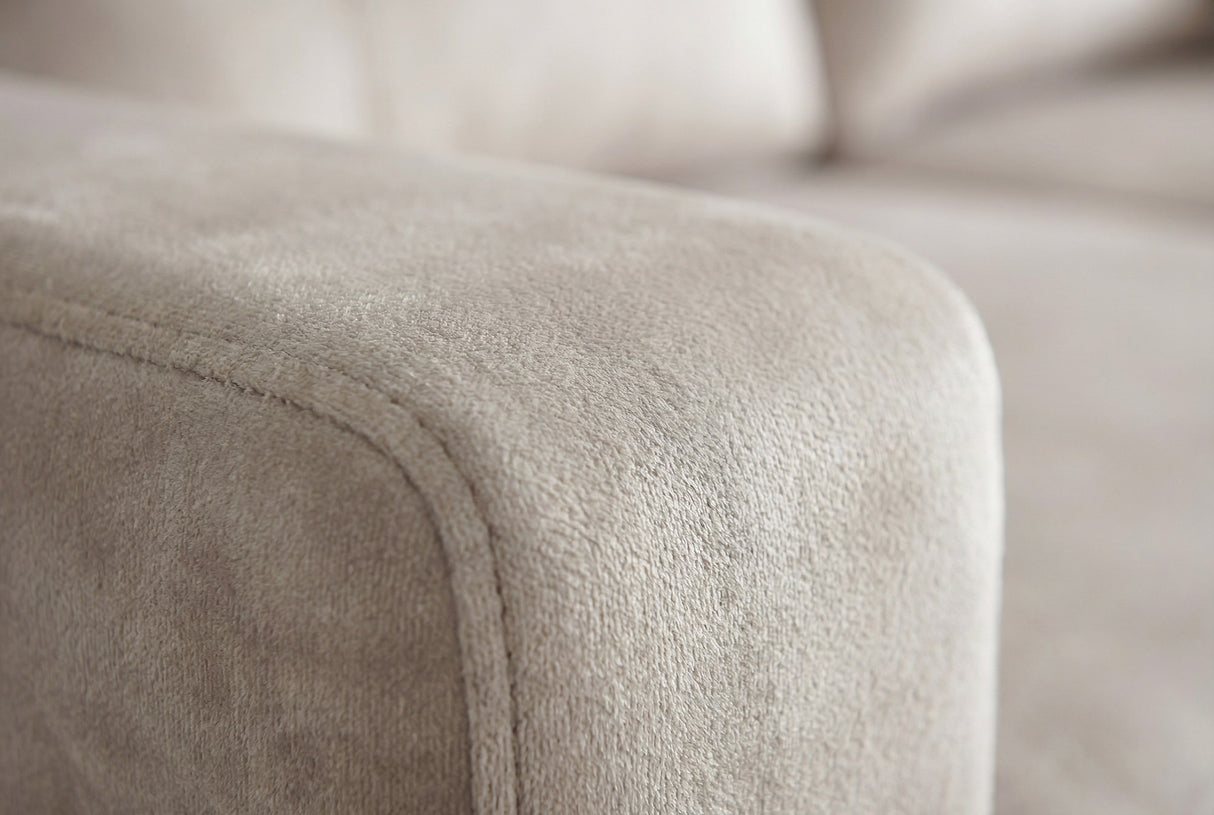 Corner sofa bed APARTMENT 205cm 3-seater w/ ottoman and storage space velvet champagne beige