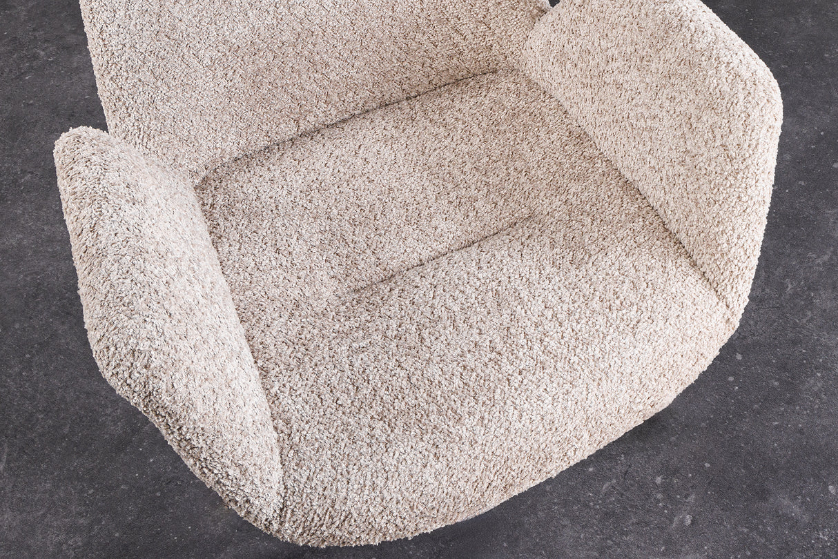 Swivel chair BALTIC rotatable 360° w/ armrests bouclé beige natural