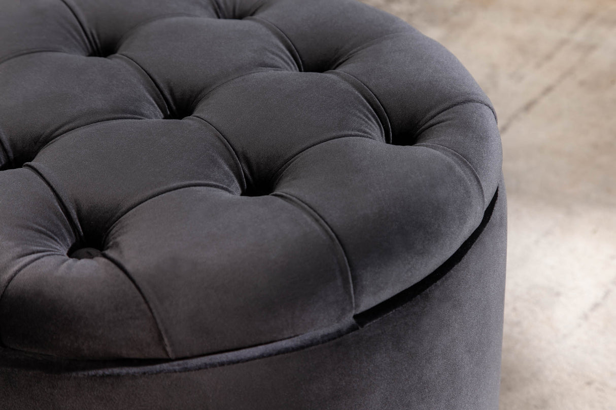 Hocker MODERN BAROCK STORAGE 50cm Samt schwarz