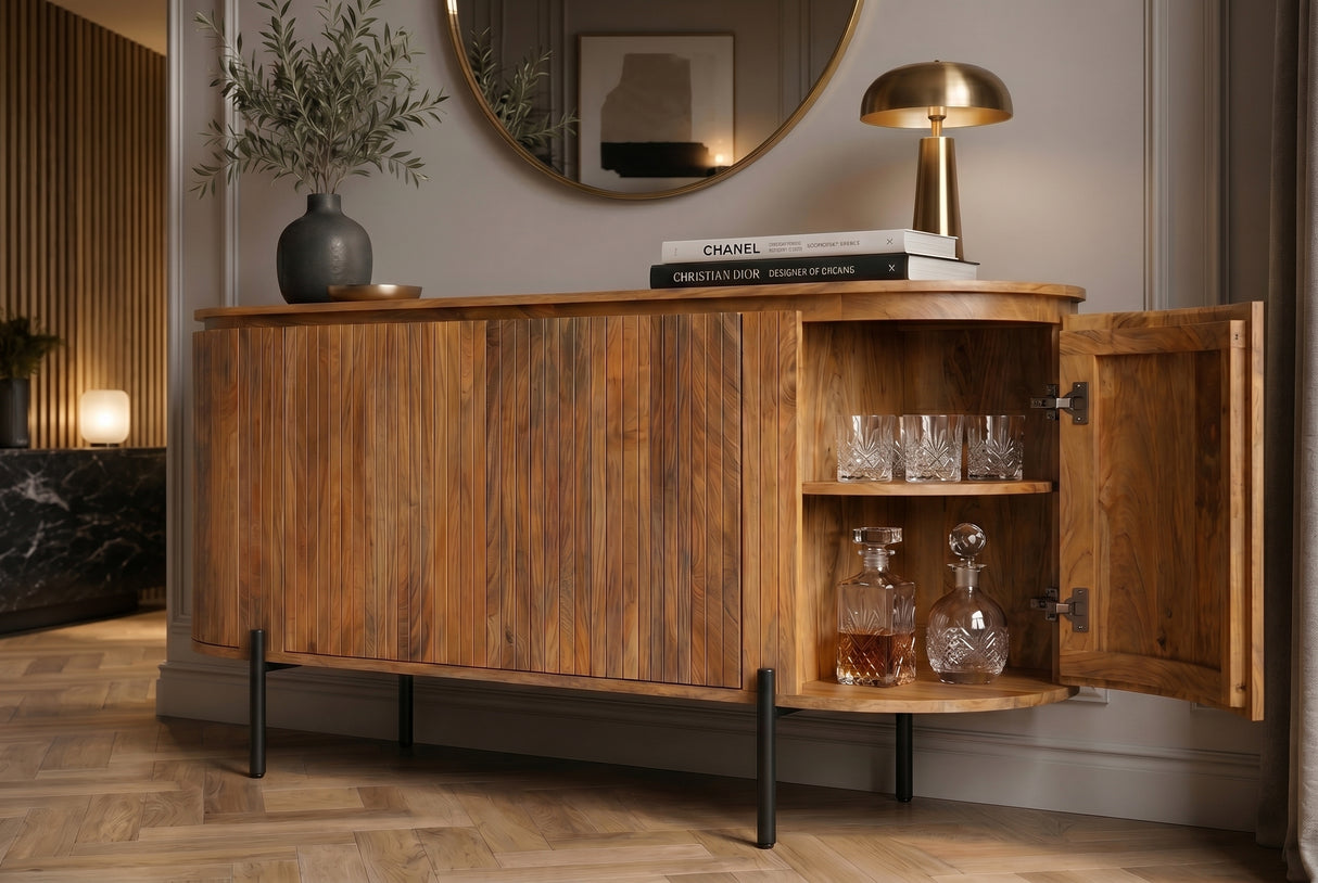 Sideboard GATSBY 160cm retro style mango wood natural