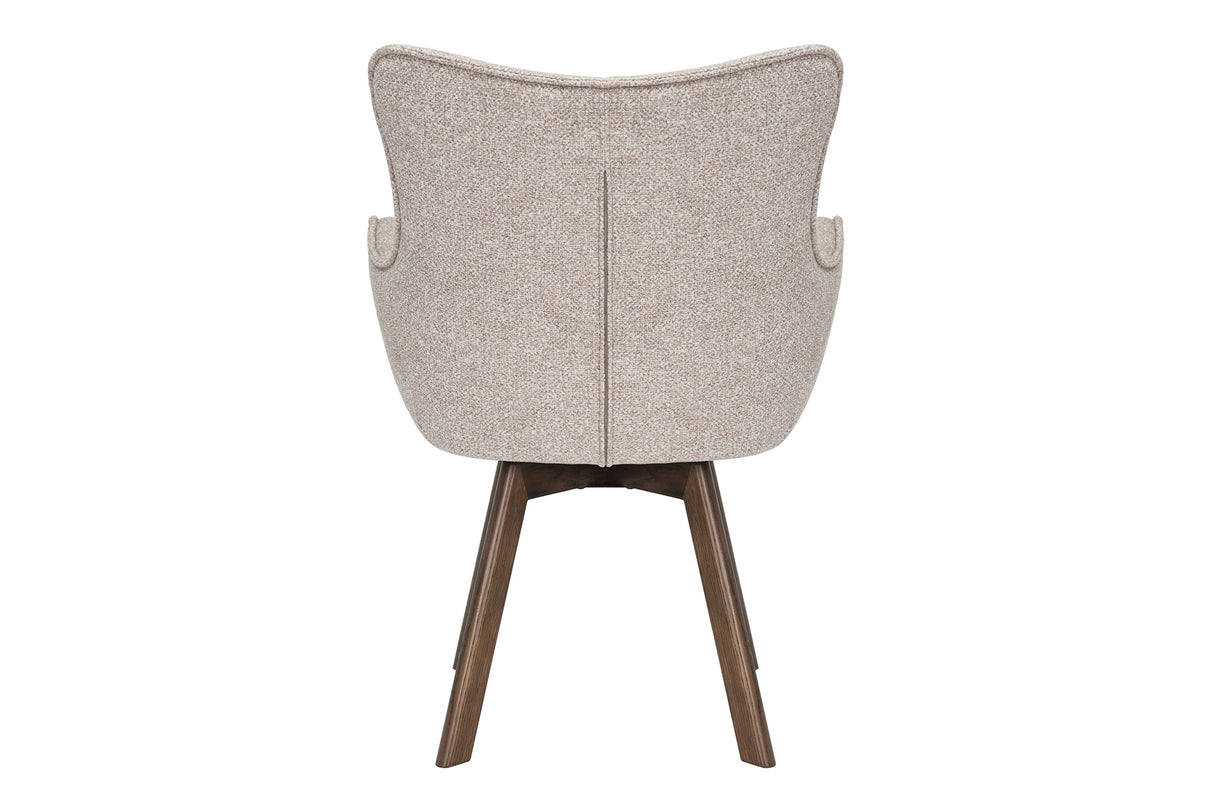 Drehstuhl THOR 360° mit Armlehnen Strukturstoff hellbeige mit Gestell Eiche dunkel natur