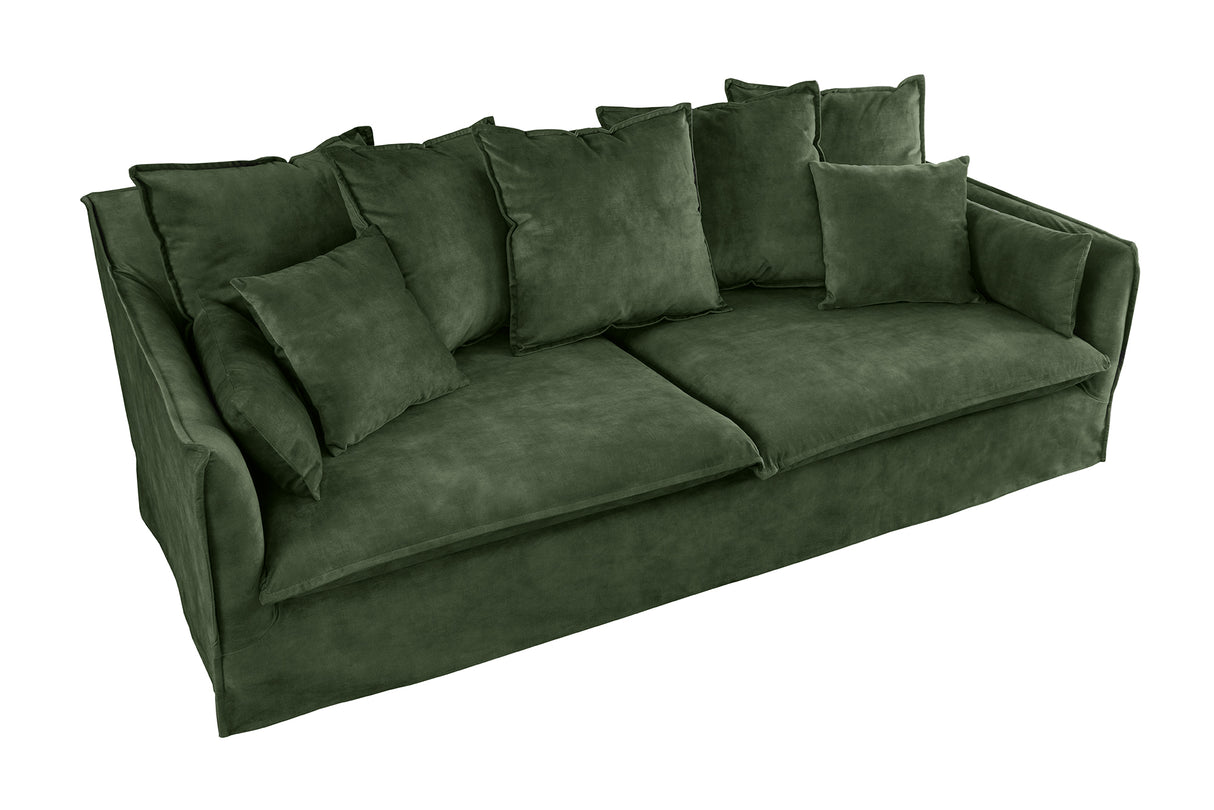 Sofa HEAVEN 200cm 3-Sitzer Federkern abnehmbarer Bezug Samt dunkelgrün