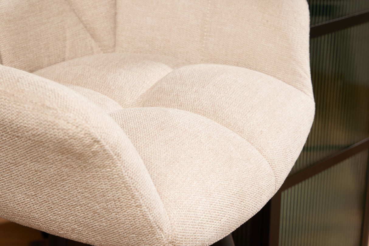 Bar chair PAPILLON 106cm rotatable 180° flat woven fabric champagne beige