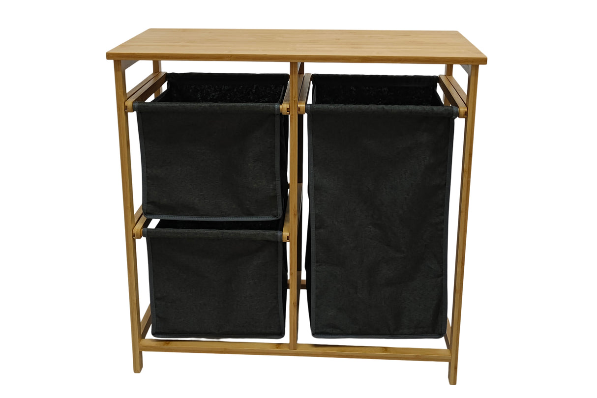 Laundry basket LAGOON SPA 70cm bamboo natural dark grey